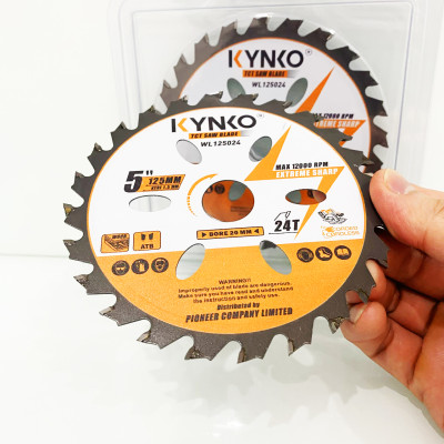 Lưỡi cưa gỗ siêu mỏng cho máy pin 24 răng đường kính Ø 125mm KYNKO WL125024