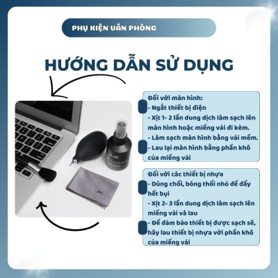 5in1 Bộ vệ sinh Laptop Macbook , Máy ảnh Cao Cấp 5 Trong 1 Bộ Vệ Sinh Màn Hình , Vỏ Ngoài , Bàn Phím Dành Cho Lens Camera Có Dung Dịch Khăn Lau , Chổi Quét , Bóng Thổi Bụi Đa Năng cho iPhone / iPad / Smartphone Smartwatch Tivi Fullbox – Hàng Nhập Khẩu 