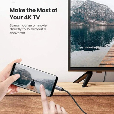 Ugreen UG50571MM142TK 2M màu đen cáp USB type c Thunderbolt 3 ra HDMI 4K 60HZ đầu kim loại - HÀNG CHÍNH HÃNG