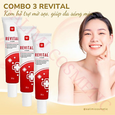 COMBO 3 Tuýp Kem Mờ Sẹo REVITAL 30g, Hỗ Trợ Làm Mờ Sẹo, Giúp Dịu Da Cho Làn Da Sáng Mịn, Hồng Hào