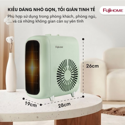 Quạt sưởi gốm ấm Mini nhập khẩu không khô da Fujihome, Hàng Chính hãng bảo hành 2 năm