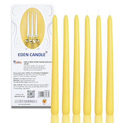 Hộp 6 Nến Thơm Taper Eden Candle FTRAMART EDC2331 (25cm) - Vàng
