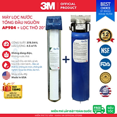 Máy Lọc Nước Đầu Nguồn 3M AP904 Lọc Tổng Sinh Hoạt Gia Đình, Căn Hộ, Chung Cư, Nhà Phố, Biệt Thự - Hàng Chính Hãng 3M Mỹ