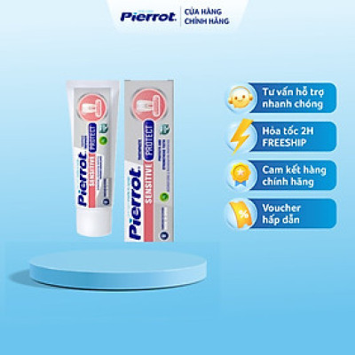 [ Mua 2 tặng 1 bàn chải ] Kem đánh răng giảm ê buốt Pierrot Sensitive bảo vệ men răng, ngừa sâu răng 75ML
