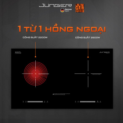 Bếp đôi điện từ hồng ngoại Junger SIS-68 4200W Không kén nồi Hàng Chính Hãng Bảo Hành 36 Tháng