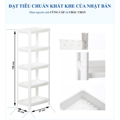 Kệ nhà tắm 5 tầng đa năng cao cấp INOCHI xuất nhật kích thước 37*23*130cm nhựa nguyên sinh cao cấp màu trắng hiện đại