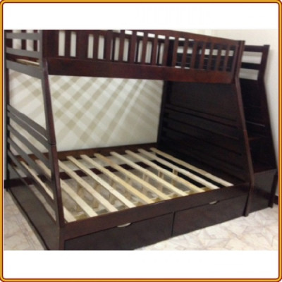 Giường 2 tầng cầu thang đảo chiều nhập khẩu Tundo màu nâu