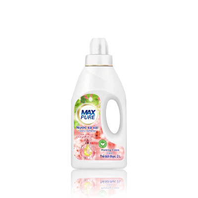 Chai nước xả vải Maxpure Hương Coco 2L - TẶNG 2 vỉ viên treo bồn cầu Evershine