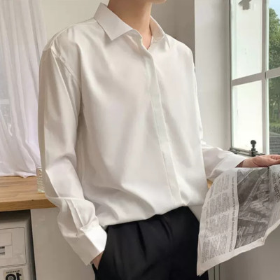 Áo Sơ Mi Form Rộng GIẤU NÚT Tay Dài Hàn Quốc Áo Unisex Nam Nữ Vải Lụa Mềm Mịn Thoáng Mát Ít Nhăn - SMD02