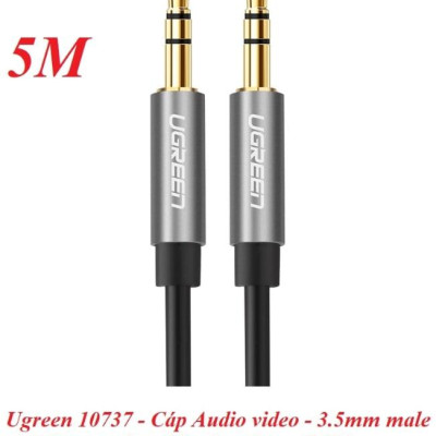 Ugreen UG10737AV119TK 5M màu Đen Cáp âm thanh 2 đầu 3.5mm dương dây tròn TPE cao cấp - HÀNG CHÍNH HÃNG