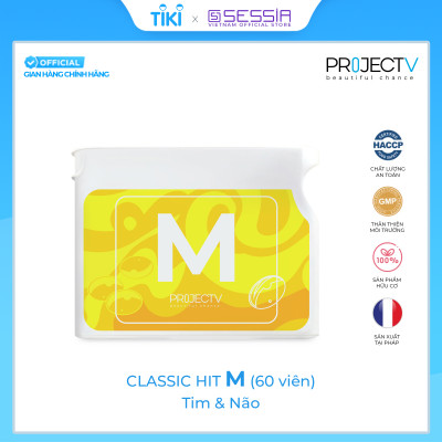 Thực Phẩm Sức Khỏe M Classic Hit - Tim và Não - PROJECT V - Hộp 60 Viên - Xuất xứ Pháp, Hàng Chính Hãng