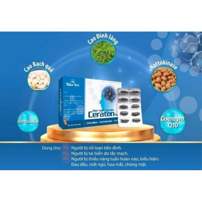 Hoạt Huyết Tiền Đình CERATON Fort - Hộp 30 viên. Giúp tăng cường trí nhớ, tăng tuần hoàn máu não, làm tan cục máu đông.