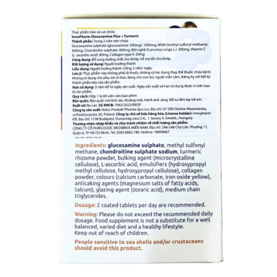 Viên uống bổ khớp InnoPharm Glucosamine Plus + Turmeric (Hộp 60 viên)