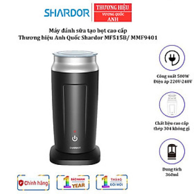Máy đánh sữa tạo bọt cao cấp nhãn hiệu Shardor MF515B công suất 500W, dung tích 360ml - Hàng Nhập Khẩu