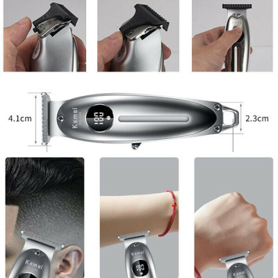 Tông đơ chấn viền cao cấp Kemei KM-1948 lưỡi sắc bén màn hình LCD hiển thị sạc USB tiện lợi dùng khắc tóc, cạo đầu, cạo viền, tattoo fade tóc