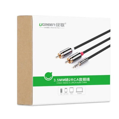 Ugreen UG10590AV116TK 3M màu Đen Cáp âm thanh 2 đầu Bông sen sang 3.5mm Dương mạ vàng - HÀNG CHÍNH HÃNG