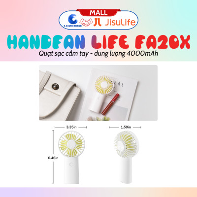 Quạt sạc cầm tay mini JisuLife HandFan Life3 FA20X Pin4000mAh, Sạc Nhanh, vỏ ABS - Hàng chính hãng