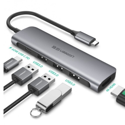 Bộ chuyển đổi đa năng USB type C 6 in 1 UGREEN CM136 80132 - Hàng chính hãng