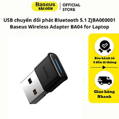 USB chuyển đổi Baseus Wireless Adapter BA04 for Laptop phát Bluetooth 5.1 ZJBA000001 - Hàng chính hãng