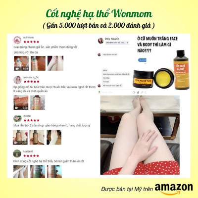 Bộ dưỡng trắng mịn da hữu cơ, sáng hồng da mặt, mịn màng body Wonmom (1 sữa rửa mặt + 1 cốt nghệ hạ thổ)