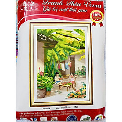 Tranh thêu kín Hạnh phúc bình yên vs8068, kích thước 50 x 68 cm