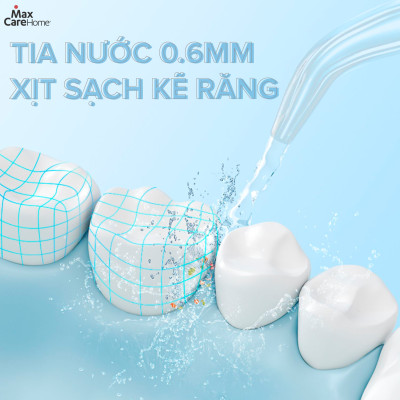 Máy tăm nước cầm tay Maxcare M1Pro công nghệ phun sóng âm sonic, 5 mức độ lực, tặng kèm 6 đầu tăm & đầu rửa mũi