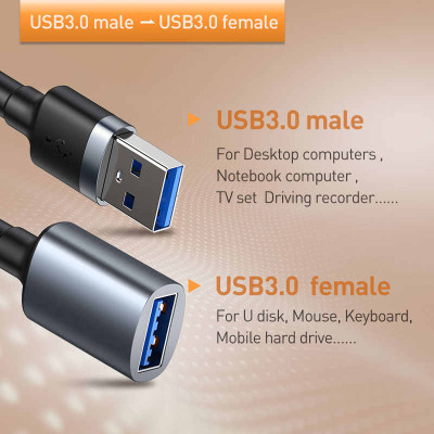 Cáp sạc nối dài cổng USB3.0 Baseus Cafule Cable ( USB3.0 Male TO USB Female 2A 1m ) - Hàng Chính Hãng