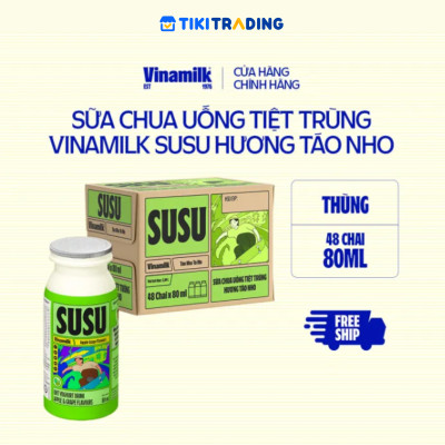 Thùng 48 Chai x 80ml Sữa Chua Uống Vinamilk Susu Hương Táo Nho