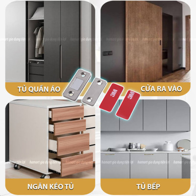 Nam Châm Gắn Cửa Tủ Chữ L Chốt Khoá Ngăn Kéo Hút Cố Định Mạnh Mẽ Kèm Keo Dán Siêu Dính Tiện Lợi
