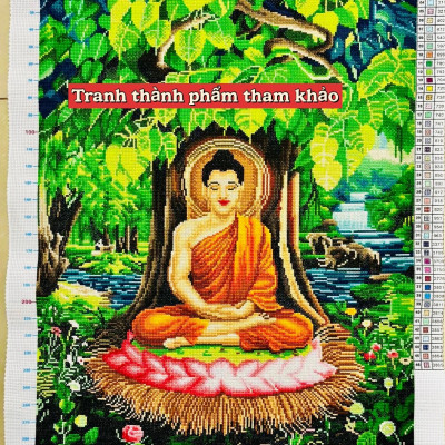 Tranh thêu kín Phật thích ca E285, kích thước 60 x 80 cm