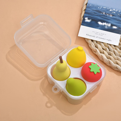 Hộp bông tán phấn trang điểm 4 món hình trái cây ,  siêu dễ thương mềm  mịn , xinh xắn đáng yêu  ,có hộp đựng tiện dụng