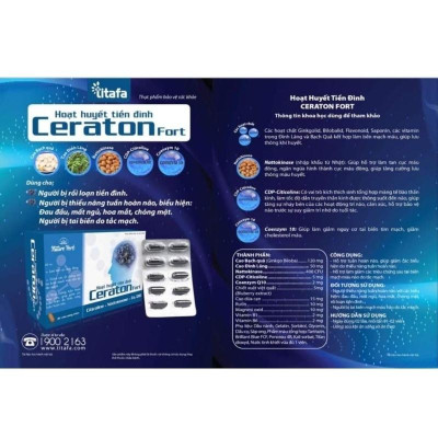 Hoạt Huyết Tiền Đình CERATON Fort - Hộp 30 viên. Giúp tăng cường trí nhớ, tăng tuần hoàn máu não, làm tan cục máu đông.