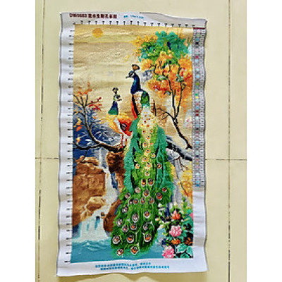 Tranh thêu thành phẩm, Đôi công phu thê, mua về đóng khung là có thể treo