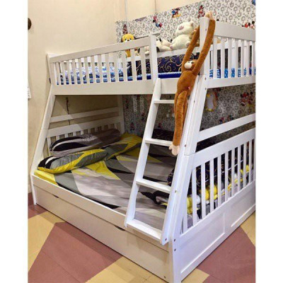 Giường 3 Tầng Victoria Gỗ Tự Nhiên-Trắng
