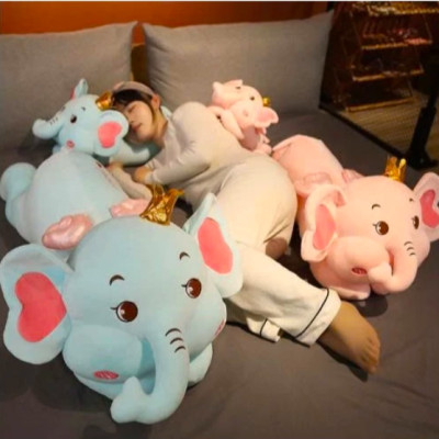 Thú nhồi bông voi đội vương miệng đáng yêu - Size 70cm đến 1m1 - Quà tặng gấu bông con voi êm mịn cho bé.