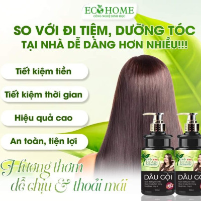 ( Tặng Chai Nước Rửa Tay) Combo Dầu Gội Xả ECOHOME Kim Ngân Hương Nước Hoa 500ml Công Nghệ Sinh Học