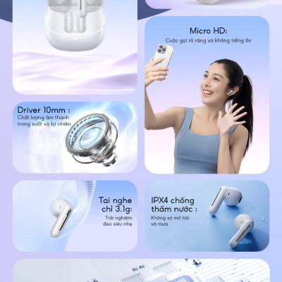 Tai nghe Bluetooth PISEN C2 ANC ENC True wireless, Kim Ánh cho dùng thử 30 ngày, hàng chính hãng, bảo hành 18 tháng