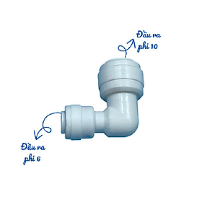 Cút góc nối nhanh ống phi 10 ra ống phi 6 cho dây máy lọc nước - Hàng Chính Hãng