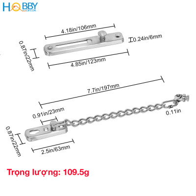 Chốt cửa dây xích an toàn inox 304 gắn cửa HOBBY Home Decor KLC1 bảo vệ phòng cho chung cư phòng ngủ không rỉ sét