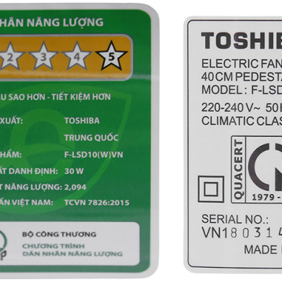 Quạt đứng Toshiba F-LSD10(W)VN (30W) - Hàng chính hãng