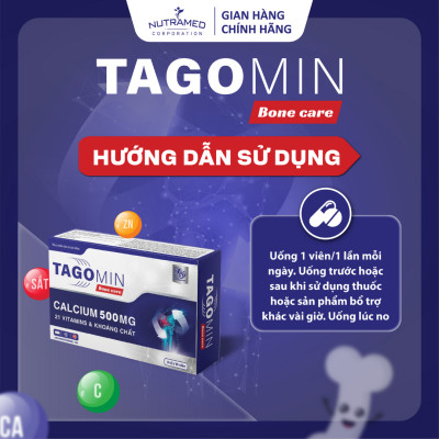 Viên uống Tagomin Bonecare hỗ trợ ngăn ngừa loãng xương, tạo khung xương chắc khỏe (30 viên) - Nutramed