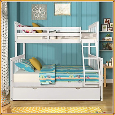 Giường 3 tầng Tundo màu trắng 1m/1m4