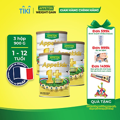 Combo 3 Sữa dinh dưỡng Appeton Appekidz 1+ dành cho trẻ 1-12 tuổi - Lon 900g