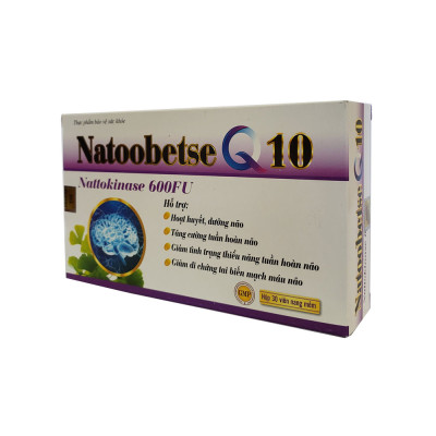 Hoạt huyết dưỡng não Natoobetse Q10 giúp tăng cường tuần hoàn não, giảm tình trạng thiếu máu tuần hoàn não - Hộp 30 viên
