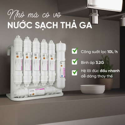 [Miễn phí vận chuyển & lắp đặt] Máy lọc nước để gầm 10 lõi lọc, nhỏ gọn bề ngang chỉ 18cm. Hàng chính hãng Mutosi MP-U1368