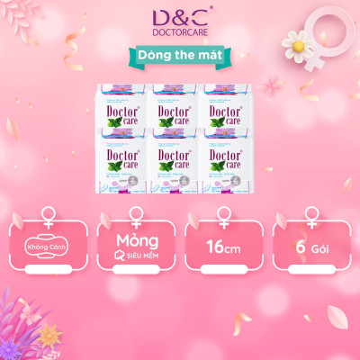 Combo 6 Băng vệ sinh hàng ngày  thảo dược Doctor Care 16 cm siêu khô thoáng cả ngày dài