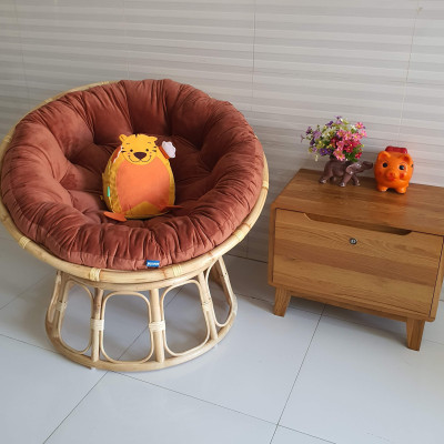 Bộ ghế thư giãn papasan + đôn ( vải nhung màu cam đất)