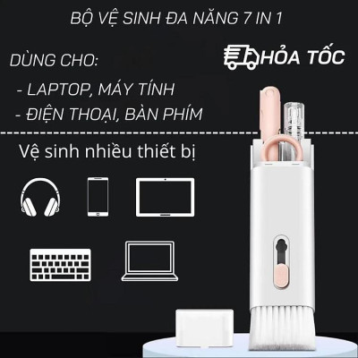 Bộ Dụng Cụ Vệ Sinh Tai Nghe, Bàn Phím Máy Tính Laptop, điện thoại 7in1 - Multifuntional Cleaning Brush Hàng chính hãng