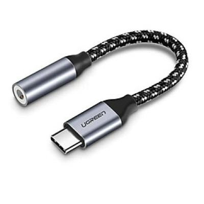 Cáp Chuyển USB TypeC sang 3.5MM Audio cao cấp màu Xám đen Ugreen UC30632AV142 Hàng chính hãng