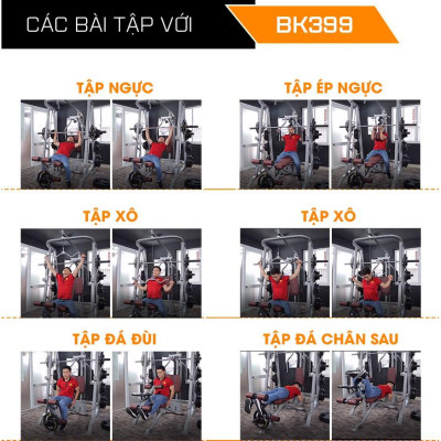 CHỈ GIAO MIỀN NAM I Giàn tạ đa năng KINGSPORT BK-399 Pro đa năng, khung sườn bằng thép Oval không rỉ, thiết kế ghế tự điều chỉnh tăng giảm với 7 cấp độ